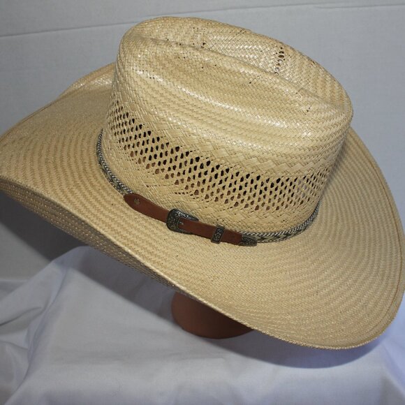 Ariat Men's 10-10 Straw Twisted Weave Cowboy Hat Size 7 1/8 # A73150 - Picture 7 of 16